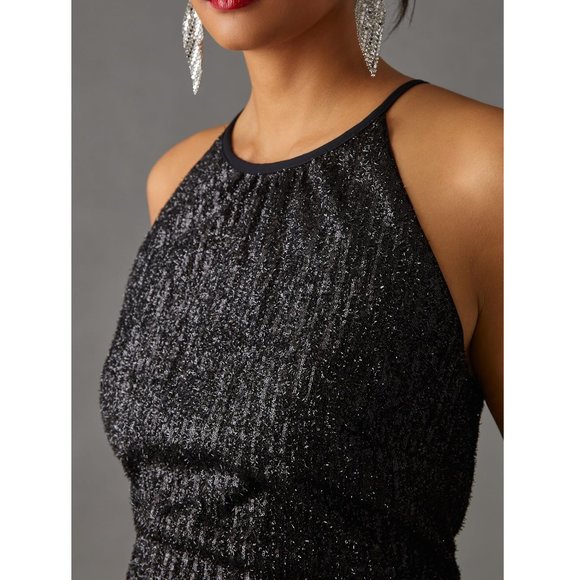 Anthropologie Maeve Sequin Disco Jumpsuit Black - Size 12 - Picture 3 of 15